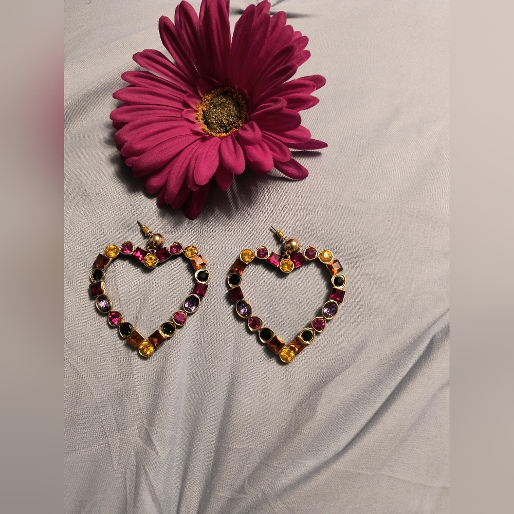 Heart-Shaped Multicolor Earrings